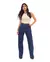 Calça Jeans Wide Leg Feminina Cintura Alta Carpinteiro