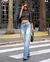 Calça Jeans Wide Leg Feminina Cintura Alta Rasgos na internet