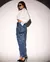CALÇA JEANS RETA CARGO FEMININA CINTURA ALTA RECORTE NA PERNA - comprar online
