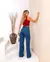 Calça Jeans Wide Leg Rope Feminina Cintura Alta na internet