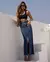 Saia Jeans Longa Feminina Cintura Alta Abertura Frontal