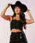 TOP JEANS BLACK COM BORDADOS DE ESTRELAS - BE GRINGA