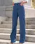 Imagem do CALÇA JEANS WIDE LEG FEMININA CINTURA ALTA DETALHE RISCAS