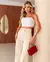 CALÇA SARJA WIDE LEG FEMININA CINTURA ALTA BOTÃO DUPLO - comprar online