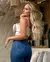 CALÇA JEANS SKINNY HOT CROPPED FEMININA CINTURA ALTA BOTÃO BARRA na internet