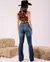 CALÇA JEANS FLARE COM CINTO ESCURA - BE GRINGA
