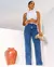 Calça Jeans Wide Leg Feminina Cintura Alta com Cinto
