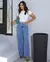 Calça Jeans Wide Leg Feminina Cintura Alta com Cinto - comprar online
