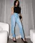 CALÇA JEANS MOM FEMININA CINTURA ALTA COM CINTO