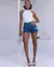 Shorts Jeans Boyfriend Feminino Cintura Média Detalhe Aplicação