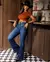 Calça Jeans Flare Feminina Cintura Média com Cinto