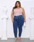 Calça Jeans Skinny Plus Size Cintura Alta com Aplicação