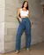 Calça Jeans Reta Feminina Cintura Alta Cós Desfiado - comprar online