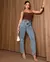 Calça Jeans Reta Feminina Cintura Alta com Cinto