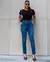 Calça Jeans Reta Feminina Cintura Alta Cós Largo