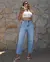 Calça Jeans Straight Feminina Cintura Alta com Cinto