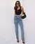 Calça Jeans Reta Feminina Cintura Alta com Cinto