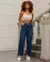 Calça Jeans Reta Feminina Cintura Alta com Cinto
