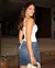 Bermuda Jeans Meia Coxa Feminina Cintura Alta com Cinto - comprar online