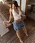 Shorts Jeans Mom Cargo Feminino Cintura Média Detalhe Bolsos - BE GRINGA