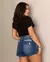 Shorts Jeans Mom Feminino Cintura Alta com Bordado Alinhavado na internet