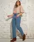 Calça Jeans Straight Feminina Cintura Alta com Bordado Ana Castela