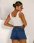 Shorts Saia Jeans Feminino Cintura Alta com Detalhe Na Costura - BE GRINGA