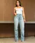 Calça Jeans Reta Feminina Cintura Alta Detalhe Bolso Ana Castela - comprar online