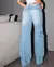 Calça Jeans Relaxed Cargo Feminina Cintura Média Bolsos - loja online