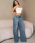 Calça Jeans Feminina Wide Cargo Relaxed Cintura Baixa - loja online