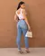 Calça Jeans Feminina Skinny com Viés Cintura Média na internet