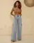 Imagem do Calça Jeans Wide Leg Feminina Cargo Relaxed Sky Marmorizado