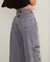 Calça Jeans Wide Leg Feminina Relaxed Cargo Cinza - loja online