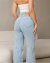 Calça Jeans Wide Leg Fem Cintura Alta Básica com Elastano Sky Claro - BE GRINGA