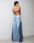 Calça Jeans Feminina Wide Relaxed Bicolor com Recorte Sky - BE GRINGA