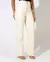 CALÇA MATERIAL SINTÉTICO FEMININA CINTURA ALTA ELÁSTICO NO CÓS - OFF WHITE - comprar online