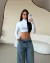 Calça Wide Leg Cintura Baixa Sky Sujinho na internet