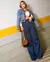 Calça Jeans Feminina Wide Leg Bolsos Frontais - comprar online