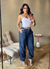 CALÇA JEANS PARACHUTE FEMININA CINTURA ALTA REGULADORES NO CÓS - comprar online