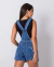 JARDINEIRA JEANS FEMININA SHORTS SAIA COM BARRA NO FIO na internet
