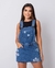 JARDINEIRA JEANS FEMININA SHORTS SAIA COM BARRA NO FIO - comprar online