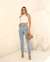 CALÇA JEANS MOM FEMININA CINTURA ALTA BÁSICA COM ELASTANO