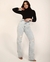 CALÇA JEANS WIDE LEG DETALHE PUÍDOS