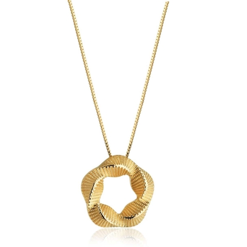 Conjunto com Pingente Redondo Torcido Detalhado Banhado a Ouro 18k - comprar online