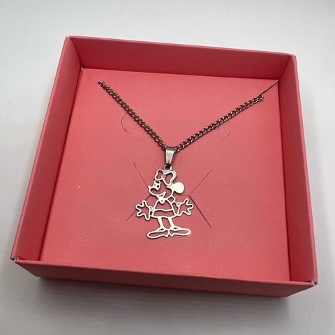 Colar Com Pingente Minnie Vazado Aço Inoxidável