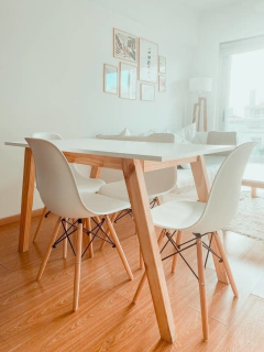 Juego comedor Mesa 120 + 4 sillas Eames Blanco o Negro