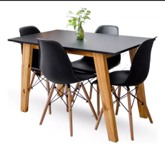 Juego comedor Mesa 120 + 4 sillas Eames Blanco o Negro - Urbana deco