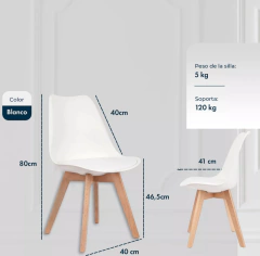 Juego comedor Mesa 120 + 4 sillas Tulip Blanco - comprar online