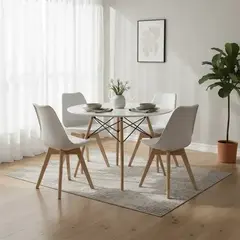 Mesa Redonda Laqueada o Vidrio 1mt y 4 sillas Tulip