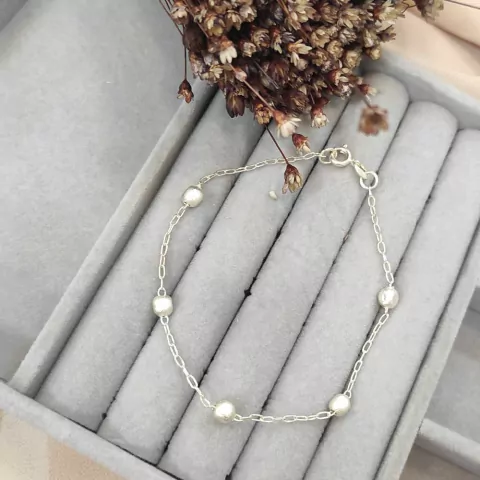 Pulseira de Bolinhas Folheada à Prata
